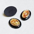 20x15 OV "Jet / Fire Opal" inlaid cabochon