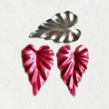 37.5x23 Wine enameled leaf L&R set