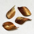 27x13 red brass textured leaf charm