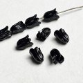 2pcs 12x9 Black Tulip plastic beads