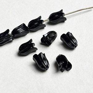 画像1: 2pcs 12x9 Black Tulip plastic beads