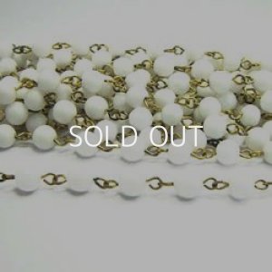 画像1: 6mm white glass beads link chain