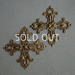 画像1: brass 56mm flat cross filigree