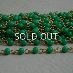 画像1: 3mm green acrylic beads link chain