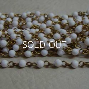画像1: 4mm white acrylic beads link chain