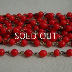 画像1: red glass beads Chain