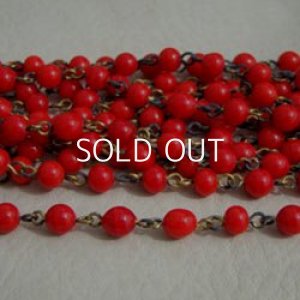画像1: red glass beads Chain