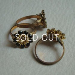 画像1: brass & Jet rhinestone ring base