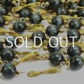 black glass beads &  brass link chain