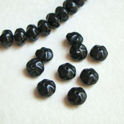 画像1: 2pcs 8.5x6 crinkle rondelle beads "Black"