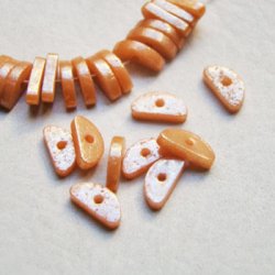画像1: 5pcs 12×6 "Caramel" flat half round beads