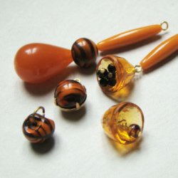画像2: 11.5mm "Brown/ Orange" marble button