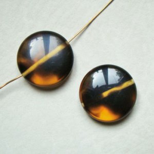 画像2: 2pcs 23mm Tortoise lucite coin beads