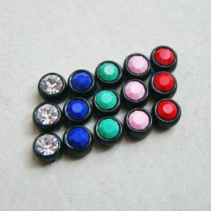 画像3: 2pcs 7mm "Black/ Navy" 2-hole beads