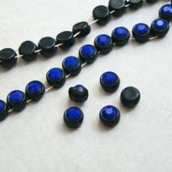 画像1: 2pcs 7mm "Black/ Navy" 2-hole beads