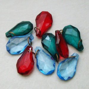 画像3: "Red" 25×15 Plastic Faceted Drop Charm