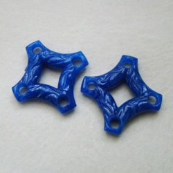 画像1: " Blue" Acrylic 31mm Textured 4-hole Beads