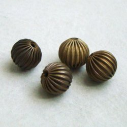画像1: aged brass 13mm corrugate Beads