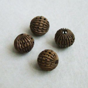 画像1: aged brass 12mm fancy beads