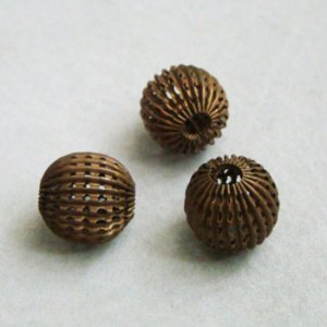 画像1: aged brass 14mm fancy beads