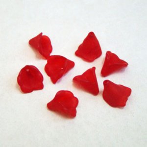 画像1: 4pcs 10mm acrylic trumpet flower "Deep Red"