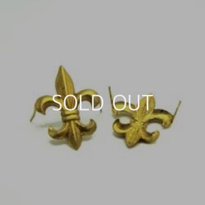 画像1: 3pcs brass Fleur De Lis prong back