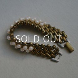 画像2: Pearl braided brass mesh chain bracelet