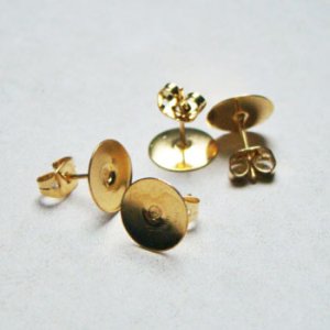 画像1: 2 pair GP 10mm pad pierce finding