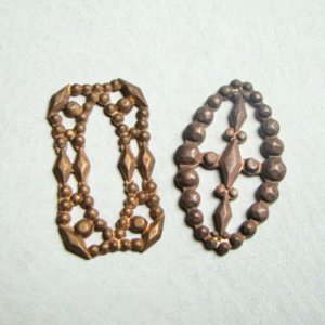 画像2: aged brass cut steel oval stamping