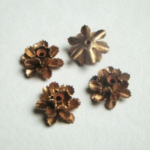 画像1: aged brass 3-layered flower