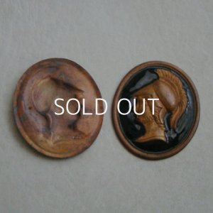 画像1: 36x31 Black enameled warrior cameo