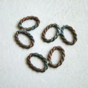画像1: aged brass twin rope ring finding