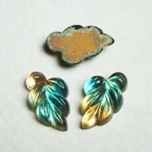 画像1: 19x12 Leaf "Light Topaz/Emerald"