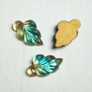 画像3: 19x12 Leaf "Light Topaz/Emerald"