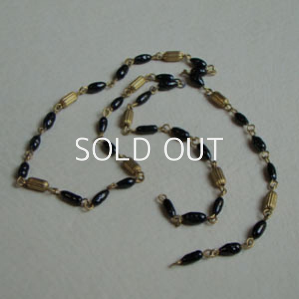 画像1: black glass & brass beads link section (1)