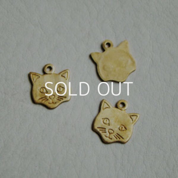 画像1: brass cat face charm (1)