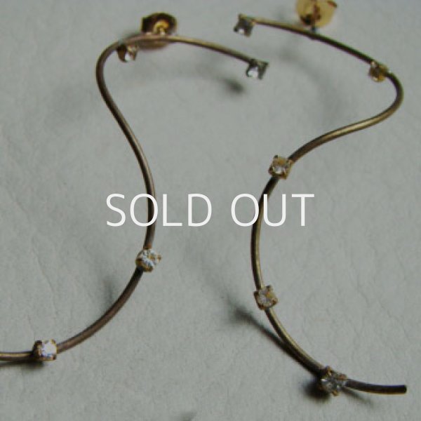 画像2: brass / crystal "S" curve pierce finding (2)