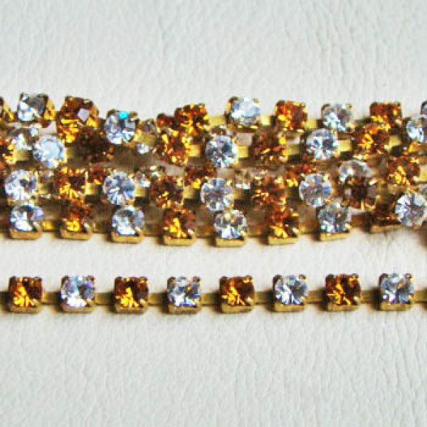 画像1: VSW 4mm "Topaz & Crystal" rhinestone chain (1)