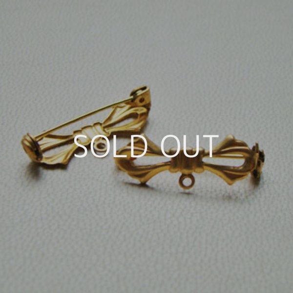 画像1: brass BOW brooch finding (1)