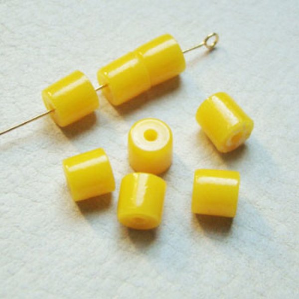 画像1: 10pcs 7.5mm yellow tile beads (1)