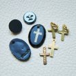 画像2: Cross Inlaid Charm & Fleur De Lis Cabochon set (2)