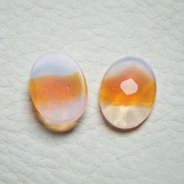 画像1: 18×13 oval  "White Opal / Orange Givre" (1)