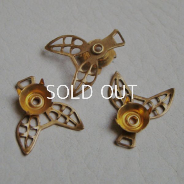 画像1: brass Leaf filigree setting connector (1)