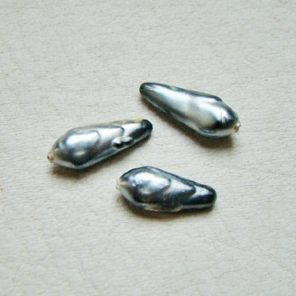 画像1: 3pcs 15×6 1/2 drilled glass pearl "Gray"  (1)