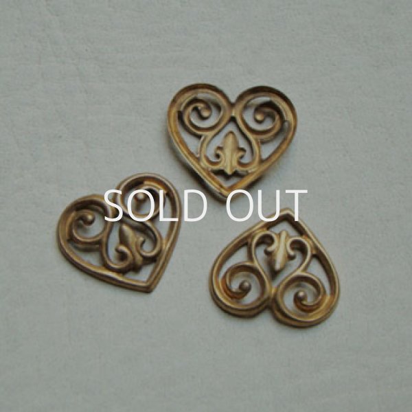 画像1: aged brass heart filigree Stamping (1)