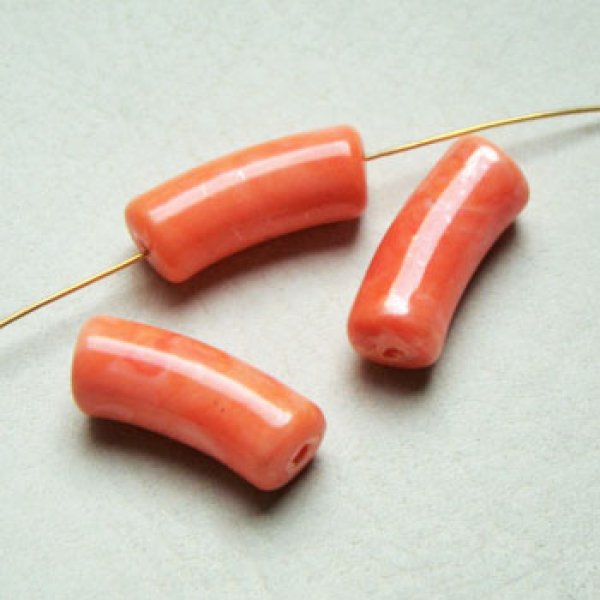 画像1: 25×10 acrylic noodle beads "faux coral" (1)