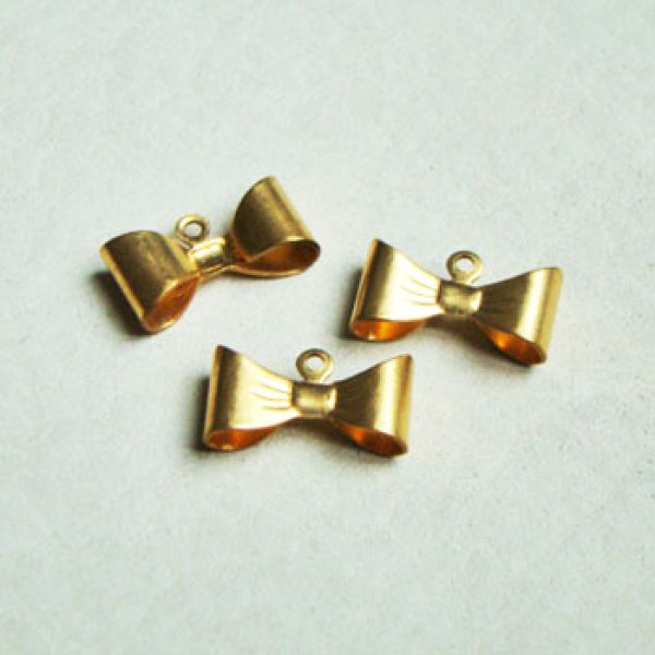 画像1: brass 3D Bow charm (1)