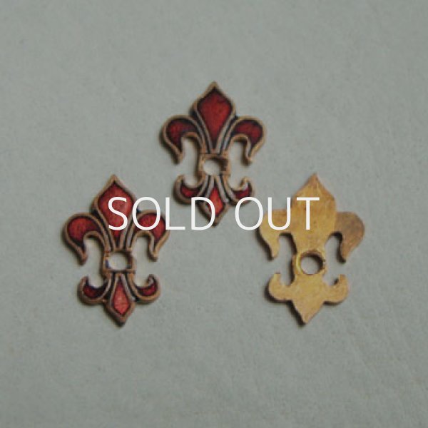 画像1: Red enamel  Fleur De Lis stamping (1)