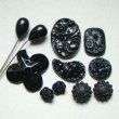 画像1: 11pcs Jet Black floral glass set "A" (1)