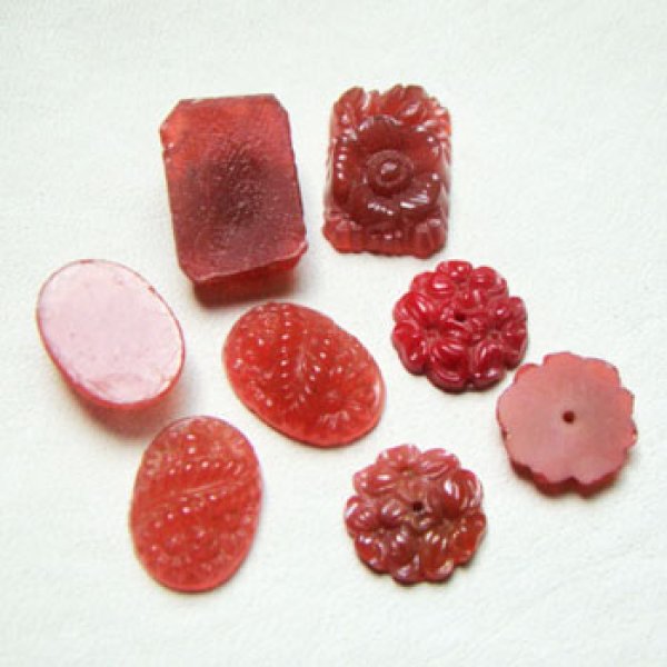 画像4: 7pcs Carnelian floral glass set "B" (4)